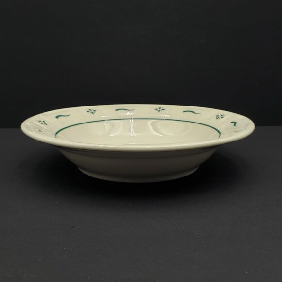 Longaberger Pottery Woven Traditions Heritage Green Rim Soup Bowl - Picture 2 of 5